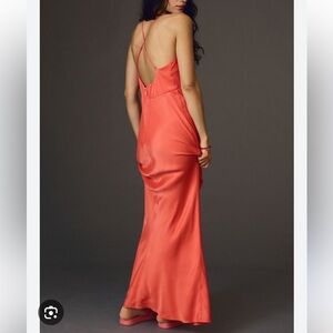 NWT Anthropologie neon orange maxi slip dress medium